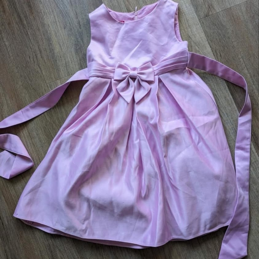 Pink Sleeveless Kids Dress with Bow